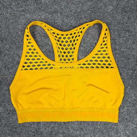 PINK Victoria's Secret Other - Pink Victoria's Secret Ultimate‎ Yellow Mesh Racerback Sports Bra Small